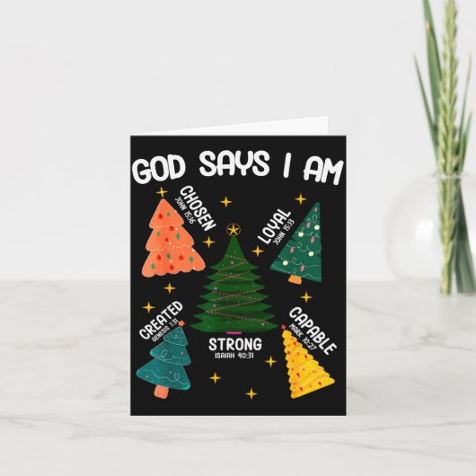 God Says I Am Christmas Tree Lover Men Women Chris Karte (Vorderseite)