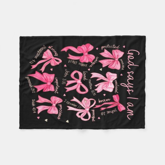 God Says I Am Coquette Bow Coquette Bow Fall Valen Fleecedecke (Vorderseite (Horizontal))