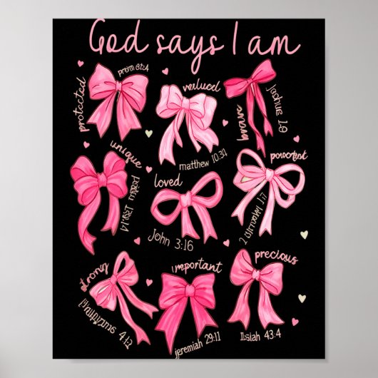 God Says I Am Coquette Bow Coquette Bow Fall Valen Poster (Vorne)