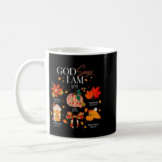 God Says I Am Fall Vibes Autumn Christian Women Me Kaffeetasse (Links)