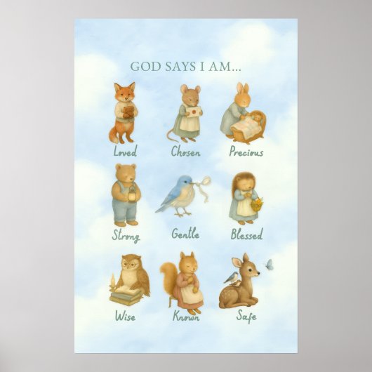 God Says I Am – Scripture Declaration Nursery Wal Poster (Vorne)
