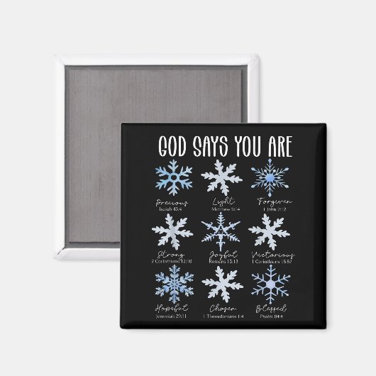 God Says You Are Christian Snowflake Christmas Bib Magnet (Vorderseite/Rückseite)