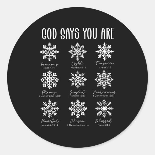 God Says You Are Christian Snowflake Christmas Bib Runder Aufkleber (Vorderseite)