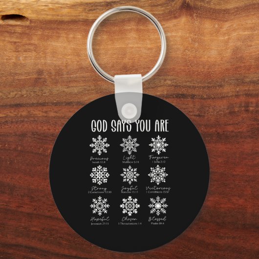 God Says You Are Christian Snowflake Christmas Bib Schlüsselanhänger (Vorderseite)