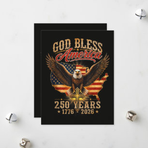 God segne Amerika Adler 250 Jahre 1776 2026 Feiertagskarte