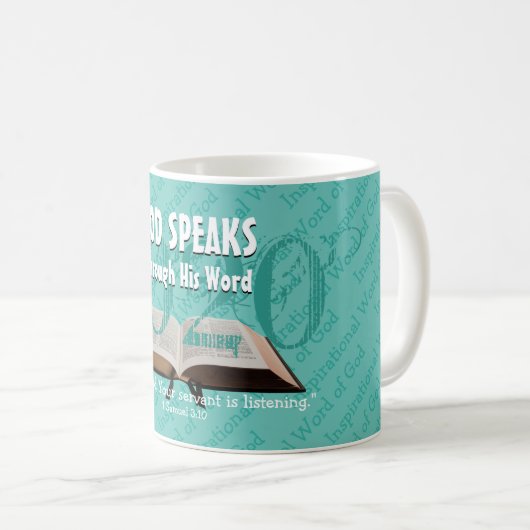 GOD SPEAKS Bible Year 2020 Custom Scripture Aqua Kaffeetasse (VorderseiteRechts)