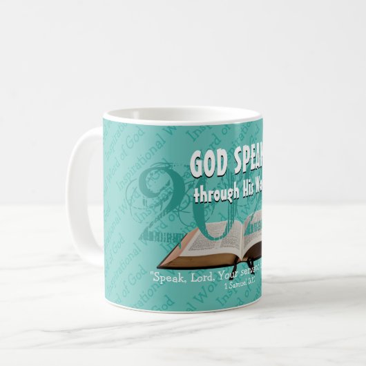 GOD SPEAKS Bible Year 2020 Custom Scripture Aqua Kaffeetasse (Vorderseite Links)