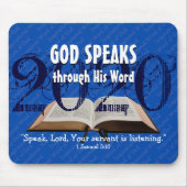 GOD SPEAKS Bible Year 2020 Custom Scripture BLAU Mousepad (Vorne)