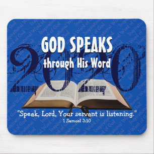 GOD SPEAKS Bible Year 2020 Custom Scripture BLAU Mousepad