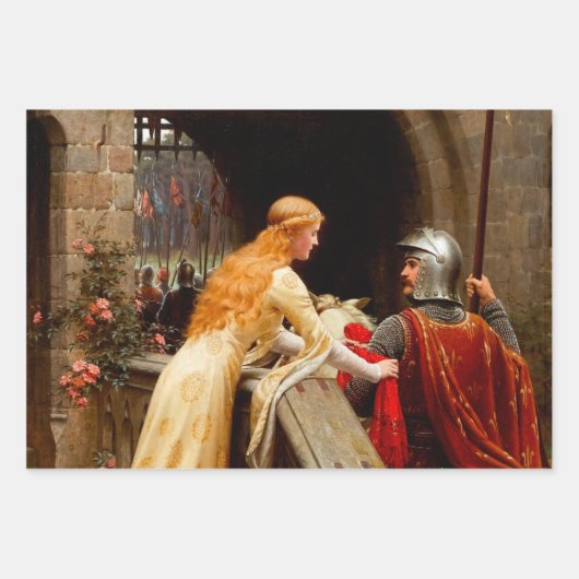 God Speed Edmund Leighton Fine Art Mittelalter Geschenkpapier Set (Vorderseite)