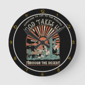 God Takes Us Through The Desert Graphic Runde Wanduhr (Vorderseite)