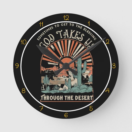 God Takes Us Through The Desert Graphic Runde Wanduhr (Vorderseite)