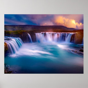 Godafoss, Island Wasserfälle Poster