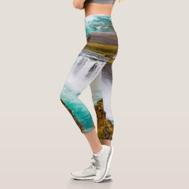 Godafoss Wasserfall, Island Capri Leggings