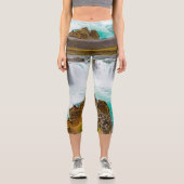 Godafoss Wasserfall, Island Capri Leggings (Vorderseite)