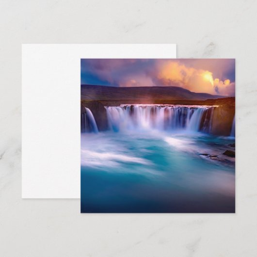 Goðafoss Wasserfall Island Flachkarte (Vorne/Hinten)
