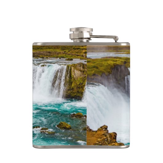 Godafoss Wasserfall, Island Flachmann (Rückseite)