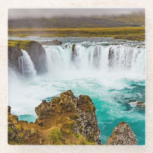 Godafoss Wasserfall, Island Glasuntersetzer (Vorderseite)