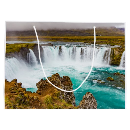 Godafoss Wasserfall, Island Große Geschenktüte (Rückseite)
