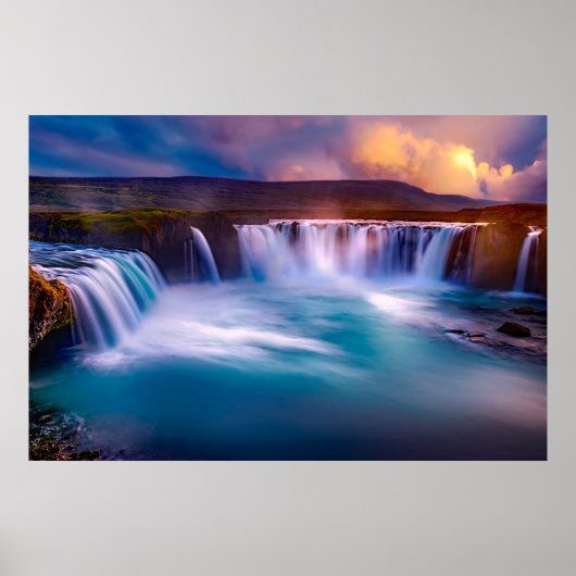 Godafoss Wasserfall, Island Schöne Landschaft Poster (Vorne)