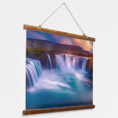 Godafoss Wasserfall, Island Schöne Landschaft Wandteppich Mit Holzrahmen (Gewinkelt)