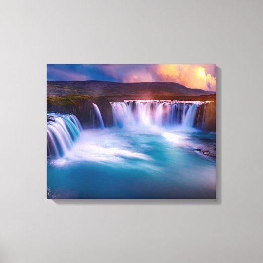Godafoss Wasserfall Island Stretched Canvas Print Leinwanddruck (Vorderseite)