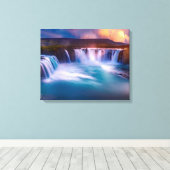Godafoss Wasserfall Island Stretched Canvas Print Leinwanddruck (Insitu (Holzboden))