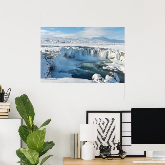 Godafoss Wasserfall Landschaft Poster (Heimbüro)