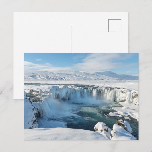 Godafoss Wasserfall Landschaft Postkarte (Vorne/Hinten)