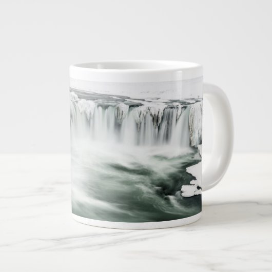 Godafoss Wasserfall, Winter, Island Jumbo-Tasse (Vorderseite Rechts)