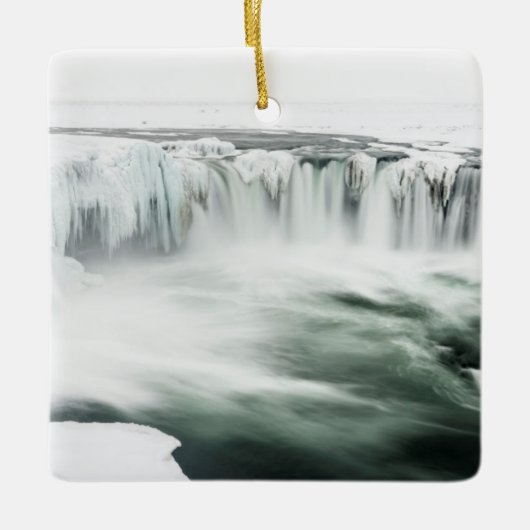 Godafoss Wasserfall, Winter, Island Keramikornament (Vorderseite)
