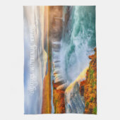 Godafoss-Wasserfälle im benutzerdefinierten Text,  Geschirrtuch (Vertikal)