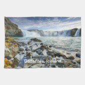Godafoss-Wasserfälle im benutzerdefinierten Text,  Geschirrtuch (Horizontal)