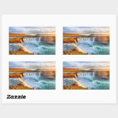 Godafoss-Wasserfälle im benutzerdefinierten Text,  Rechteckiger Aufkleber (Blatt)