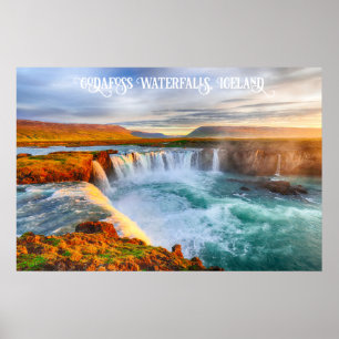 Godafoss Wasserfälle, Island Poster