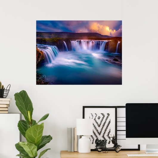 Godafoss Waterfall Island Poster (Heimbüro)