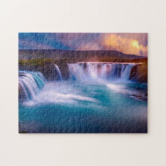 Goðafoss Waterfall Island Puzzle (Horizontal)