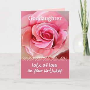 GODAUGHTER Geburtstag mit rosa Rose und Spitzen-Tr Karte
