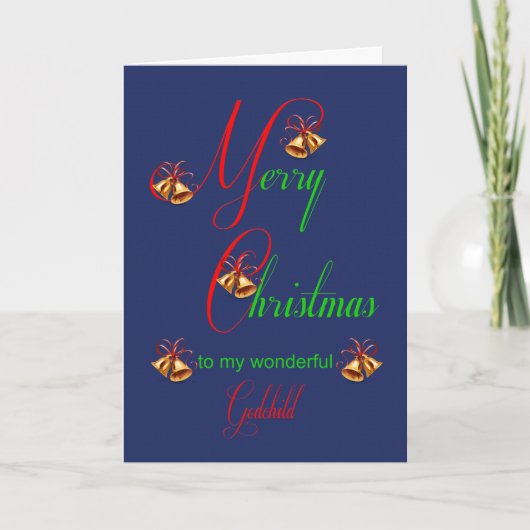 Godchild Christmas Bells Holiday Card Feiertagskarte (Vorderseite)