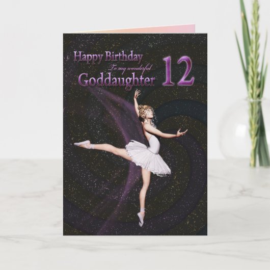 Goddaughter, 12, Ballerina birthday card Karte (Vorderseite)