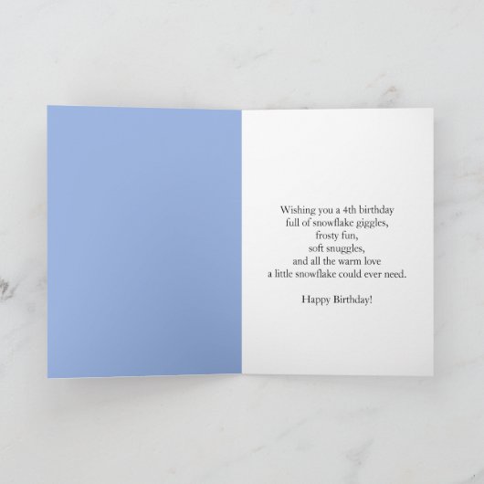 Goddaughter 4th Birthday Snowman with Snowy Four Karte (Innenseite)