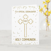Goddaughter First Holy Communion Gold Look Cross Karte (Gelbe Blume)