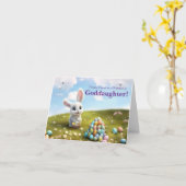 Goddaughter Happy Easter with Happy Easter Bunny  Karte (Gelbe Blume)