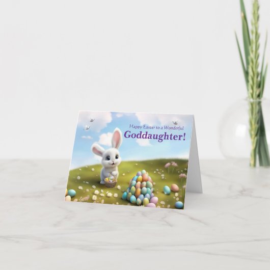 Goddaughter Happy Easter with Happy Easter Bunny  Karte (Vorderseite)