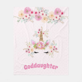 GODDAUGHTER Pink Gold Glitzer Blume Einhorn Gesich Fleecedecke