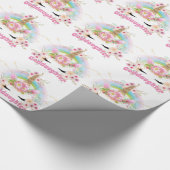 GODDAUGHTER Pink Gold Glitzer Blume Einhorn Gesich Geschenkpapier (Ecke)