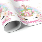 GODDAUGHTER Pink Gold Glitzer Blume Einhorn Gesich Geschenkpapier (Rolleneckpunkt)