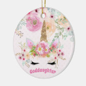 GODDAUGHTER Pink Gold Glitzer Blume Einhorn Gesich Keramik Ornament (Links)