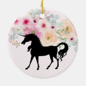 GODDAUGHTER Pink Gold Glitzer Blume Einhorn Gesich Keramik Ornament (Hinten)