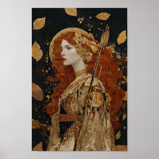 Goddess Artemis: Die Herbstjägerin im Jugendstil Poster (Vorne)